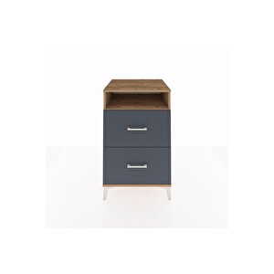 Kronos Komodin Tek Raflı 2 Çekmeceli 60x59x96 Çam-antrasit