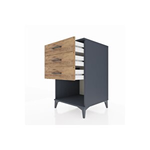 Kronos Komodin 3 Çekmeceli 60x59x96 Antrasit-çam