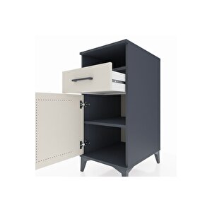Kronos Komodin 2 Raflı Tek Çekmeceli Tek Kapaklı 44x59x96 Antrasit-aytaşı