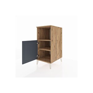 Kronos Komodin 2 Raflı Tek Kapaklı 44x59x96 Çam-antrasit