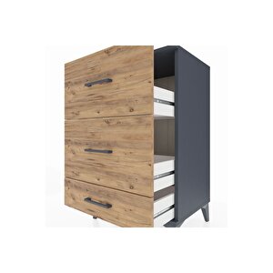 Hyperion Komodin 3 Çekmeceli 60x44x96 Antrasit-çam
