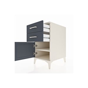 Kronos Komodin Tek Raflı 2 Çekmeceli Tek Kapaklı 44x59x80 Aytaşı-antrasit