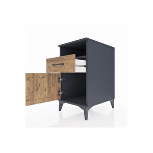 Kronos Komodin Tek Raflı Tek Çekmeceli Tek Kapaklı 44x59x80 Antrasit-çam