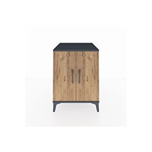 Kronos Komodin Tek Raflı 2 Kapaklı 60x59x80 Antrasit-çam