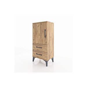 Arges Komodin 2 Raflı 2 Çekmeceli Tek Kapaklı 44x30x96 Çam-çam
