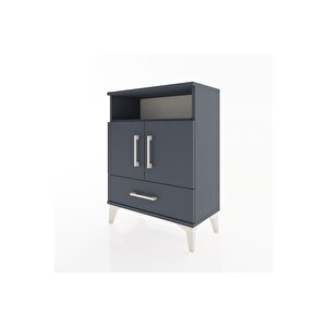 Arges Komodin 3 Raflı Tek Çekmeceli 2 Kapaklı 60x30x80 Antrasit-antrasit