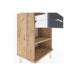 Arges Komodin Tek Raflı Tek Çekmeceli 44x30x64 Çam-antrasit