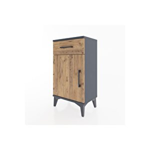Arges Komodin Tek Raflı Tek Çekmeceli Tek Kapaklı 44x30x80 Antrasit-çam