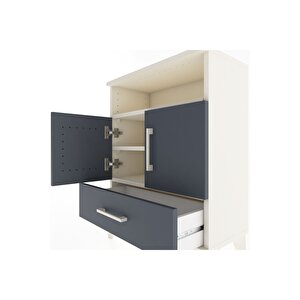 Arges Komodin 3 Raflı Tek Çekmeceli 2 Kapaklı 60x30x80 Aytaşı-antrasit