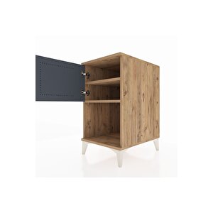 Kronos Komodin 2 Raflı Tek Kapaklı 44x59x80 Çam-antrasit