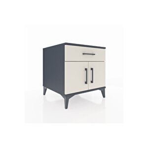 Kronos Komodin Tek Raflı Tek Çekmeceli 2 Kapaklı 60x59x64 Antrasit-aytaşı