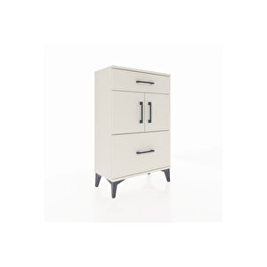 Arges Komodin Tek Raflı 2 Çekmeceli 2 Kapaklı 60x30x96 Aytaşı-aytaşı