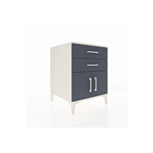 Kronos Komodin Tek Raflı 2 Çekmeceli 2 Kapaklı 60x59x80 Aytaşı-antrasit