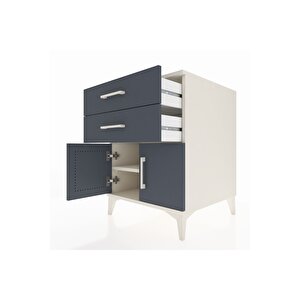 Kronos Komodin Tek Raflı 2 Çekmeceli 2 Kapaklı 60x59x80 Aytaşı-antrasit