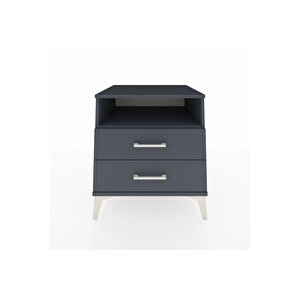 Kronos Komodin Tek Raflı 2 Çekmeceli 60x59x64 Antrasit-antrasit