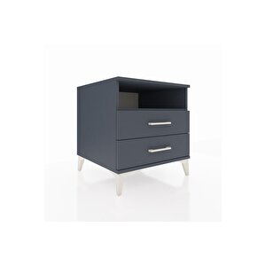 Kronos Komodin Tek Raflı 2 Çekmeceli 60x59x64 Antrasit-antrasit