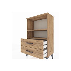 Arges Komodin 2 Raflı 2 Çekmeceli 60x30x96 Çam-çam