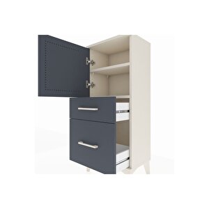 Arges Komodin 2 Raflı 2 Çekmeceli Tek Kapaklı 44x30x106 Aytaşı-antrasit