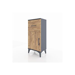 Arges Komodin Tek Raflı Tek Çekmeceli Tek Kapaklı 44x30x96 Antrasit-çam