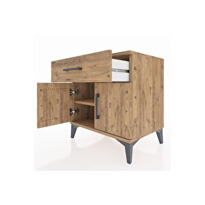 Hyperion Komodin Tek Raflı Tek Çekmeceli 2 Kapaklı 60x44x64 Çam-çam