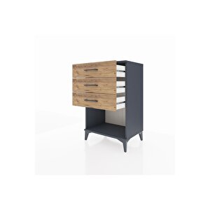 Hyperion Komodin 3 Çekmeceli 60x44x96 Antrasit-çam