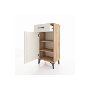 Arges Komodin 2 Raflı Tek Çekmeceli Tek Kapaklı 44x30x96 Çam-aytaşı