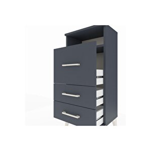 Arges Komodin Tek Raflı 3 Çekmeceli 44x30x96 Antrasit-antrasit