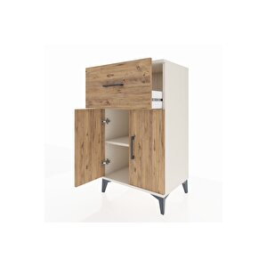 Hyperion Komodin Tek Raflı Tek Çekmeceli 2 Kapaklı 60x44x106 Aytaşı-çam