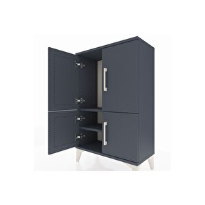 Arges Komodin 2 Raflı 4 Kapaklı 60x30x96 Antrasit-antrasit