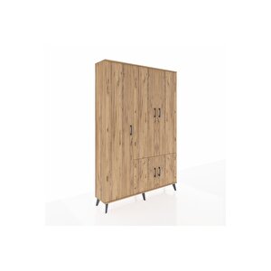 Arges Dolap 7 Raflı 5 Kapaklı Tek Askılı 132x30x195 Çam-çam/antrasit