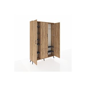 Arges Dolap 7 Raflı 5 Kapaklı Tek Askılı 132x30x195 Çam-çam/antrasit