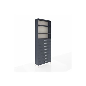 Arges Dolap 3 Raflı 8 Çekmeceli 88x30x243 Antrasit-antrasit