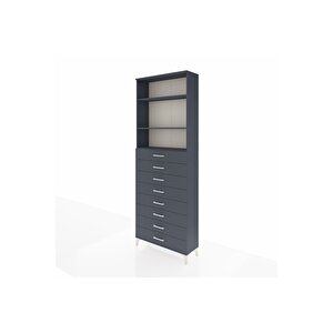 Arges Dolap 3 Raflı 8 Çekmeceli 88x30x243 Antrasit-antrasit