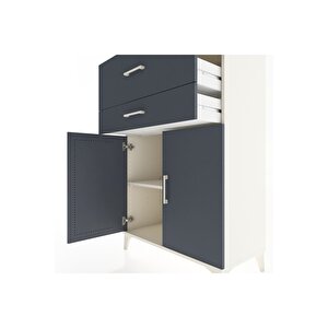Hyperion Dolap Tek Raflı 2 Çekmeceli 2 Kapaklı 88x44x134 Aytaşı-antrasit