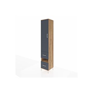 Hyperion Dolap 3 Raflı 2 Çekmeceli Tek Askılı 44x44x243 Çam-antrasit