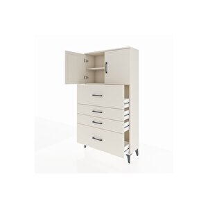 Arges Dolap 2 Raflı 4 Çekmeceli 2 Kapaklı 88x30x163 Aytaşı-aytaşı
