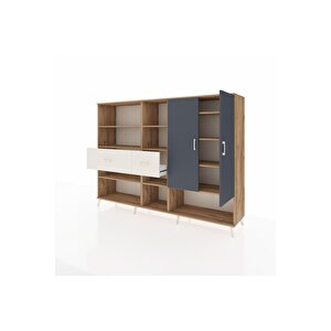 Hyperion Dolap 10 Raflı 2 Çekmeceli 2 Kapaklı 220x44x163 Çam-antrasit/aytaşı