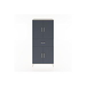 Hyperion Dolap 4 Raflı Tek Çekmeceli 4 Kapaklı 88x44x195 Aytaşı-antrasit