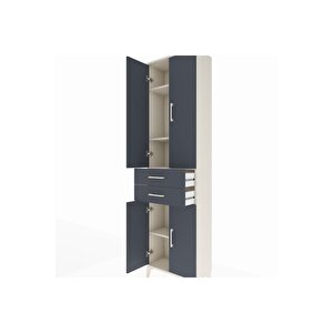 Arges Dolap 4 Raflı 2 Çekmeceli 4 Kapaklı 60x30x221 Aytaşı-antrasit