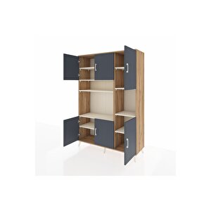 Hyperion Dolap 9 Raflı 6 Kapaklı 132x44x195 Çam-antrasit/aytaşı