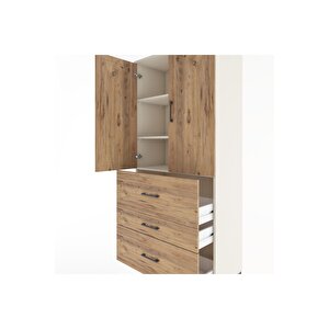 Hyperion Dolap 3 Raflı 3 Çekmeceli 2 Kapaklı 88x44x195 Aytaşı-çam