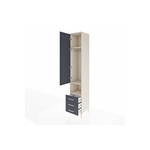 Hyperion Dolap 3 Raflı 3 Çekmeceli Tek Kapaklı 44x44x243 Aytaşı-antrasit