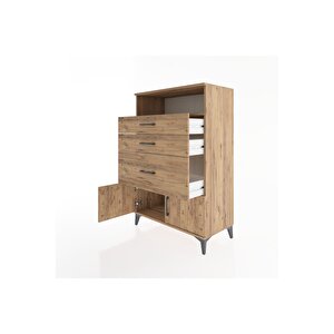 Hyperion Dolap Tek Raflı 3 Çekmeceli 2 Kapaklı 88x44x134 Çam-çam