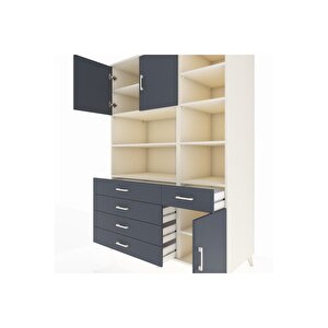 Kronos Dolap 9 Raflı 5 Çekmeceli 3 Kapaklı 132x59x195 Aytaşı-antrasit/antrasit