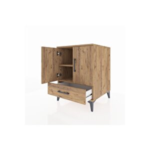 Kronos Komodin 2 Raflı Tek Çekmeceli 2 Kapaklı 60x59x80 Çam-çam