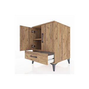 Kronos Komodin 2 Raflı Tek Çekmeceli 2 Kapaklı 60x59x80 Çam-çam