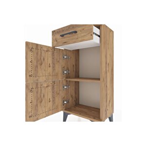 Arges Komodin Tek Raflı Tek Çekmeceli 2 Kapaklı 44x30x96 Çam-çam