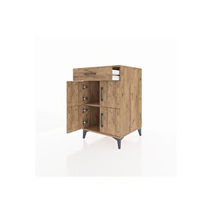 Kronos Komodin Tek Raflı Tek Çekmeceli 4 Kapaklı 60x59x96 Çam-çam