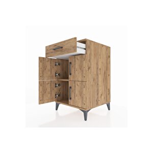 Kronos Komodin Tek Raflı Tek Çekmeceli 4 Kapaklı 60x59x96 Çam-çam