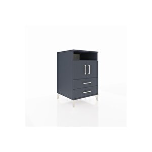 Kronos Komodin 2 Raflı 2 Çekmeceli 2 Kapaklı 60x59x96 Antrasit-antrasit